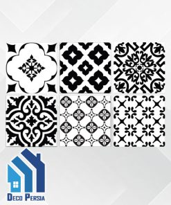 کاشی خاک‌سفید جگوار 15x15 کالکشن برلین دکور مشکی سفید مات